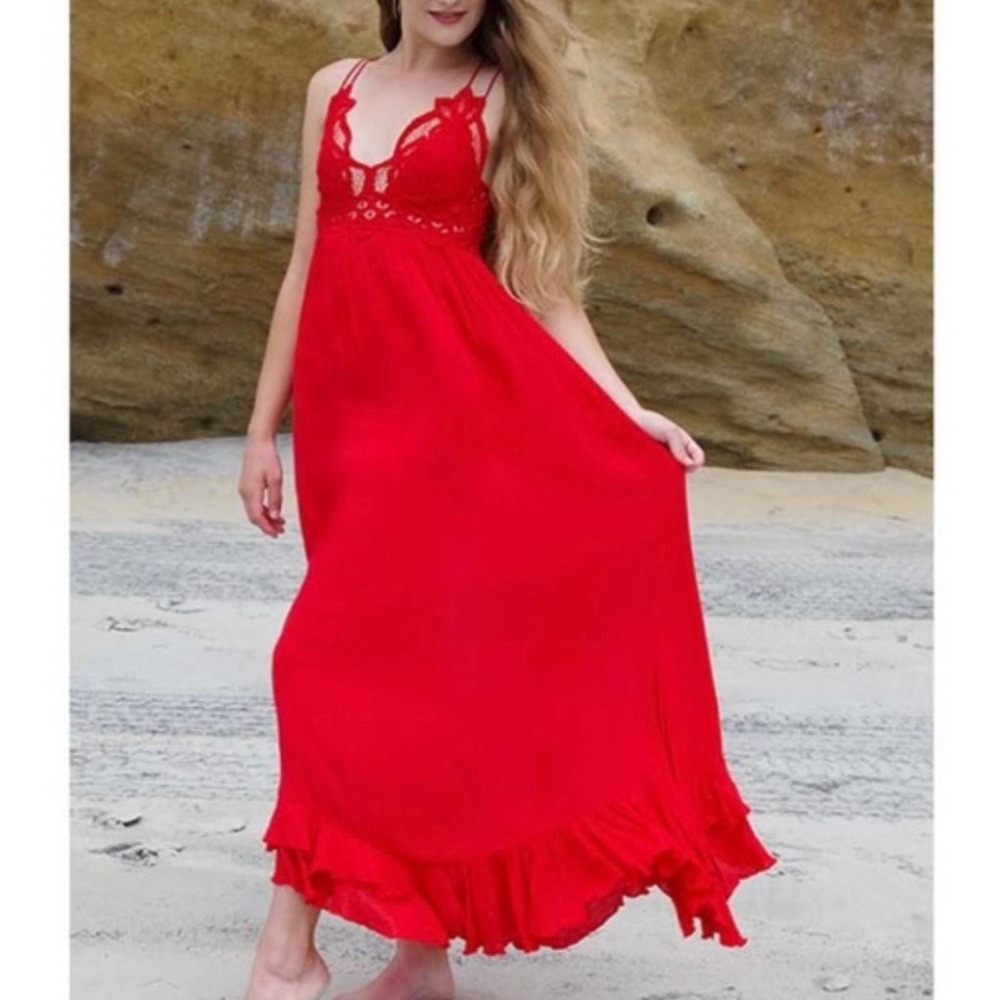 Red Lace Maxi Dress - Elegant Summer Dress